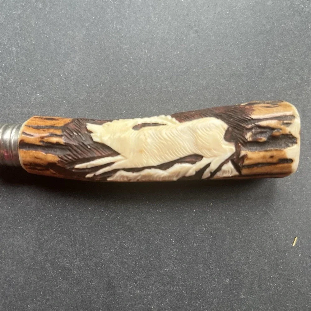 Vintage Anton Wingen Jr Solingen Germany Stag Antler Carving Set Box NOS Deer